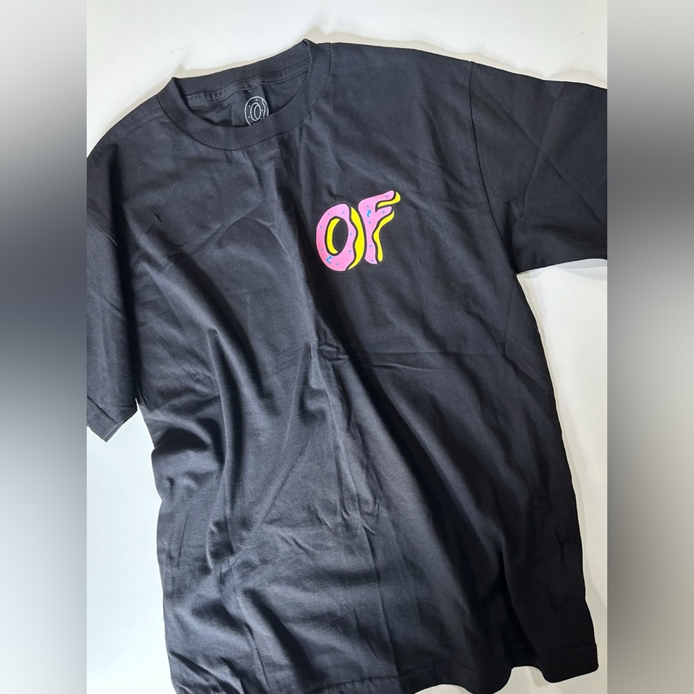 Odd Future black tee with pink donut graphic, like-new Size medium